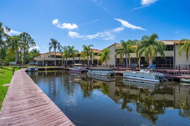 view of dock featuring a water view