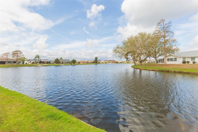 view of water feature with a residential view