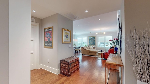 146 4th Ave NE Unit 204, Saint Petersburg, FL 33701 - hall with baseboards, visible vents, light wood-style floors, and recessed lighting