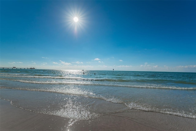 view of water feature featuring a beach view