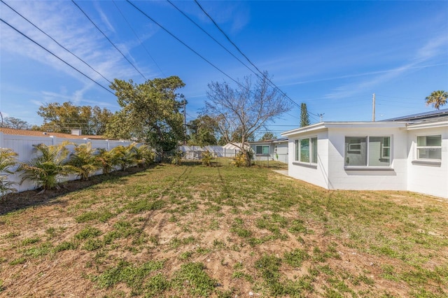 view of yard featuring a fenced backyard