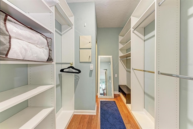 walk in closet featuring wood finished floors