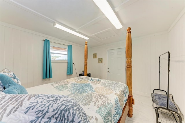 bedroom with attic access