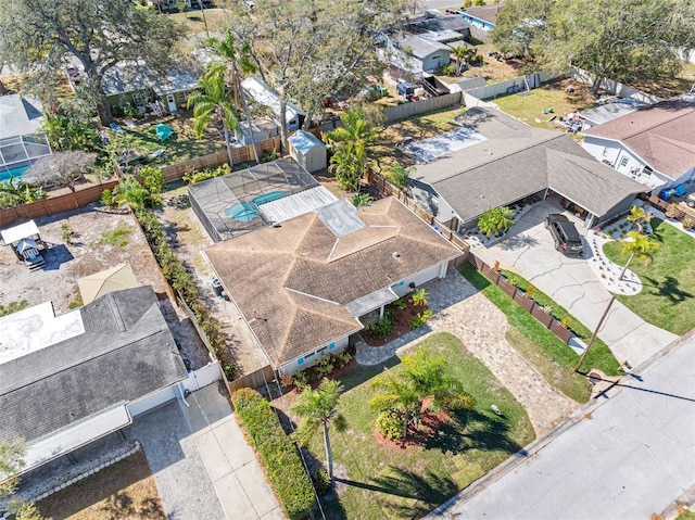 aerial view featuring a residential view