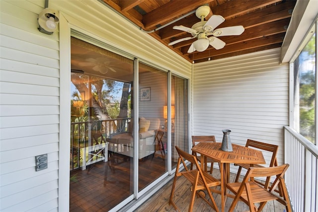 balcony with ceiling fan