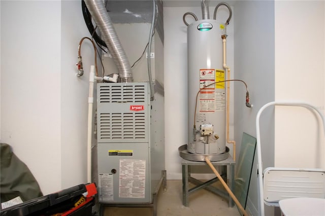 utility room with water heater