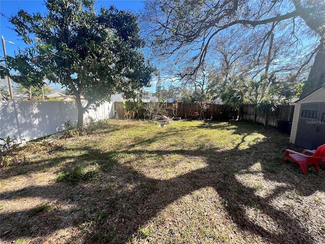 view of yard featuring a fenced backyard