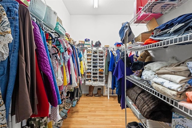 spacious closet with wood finished floors