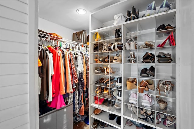 spacious closet with wood finished floors