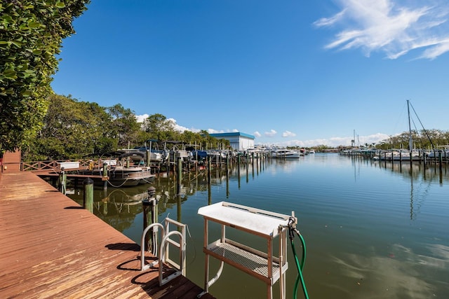 view of dock featuring a water view