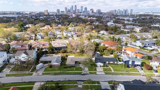 bird's eye view with a city view