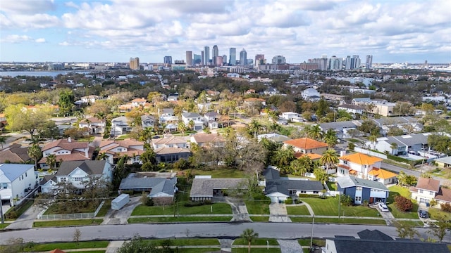 drone / aerial view with a view of city