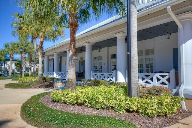 exterior space featuring covered porch