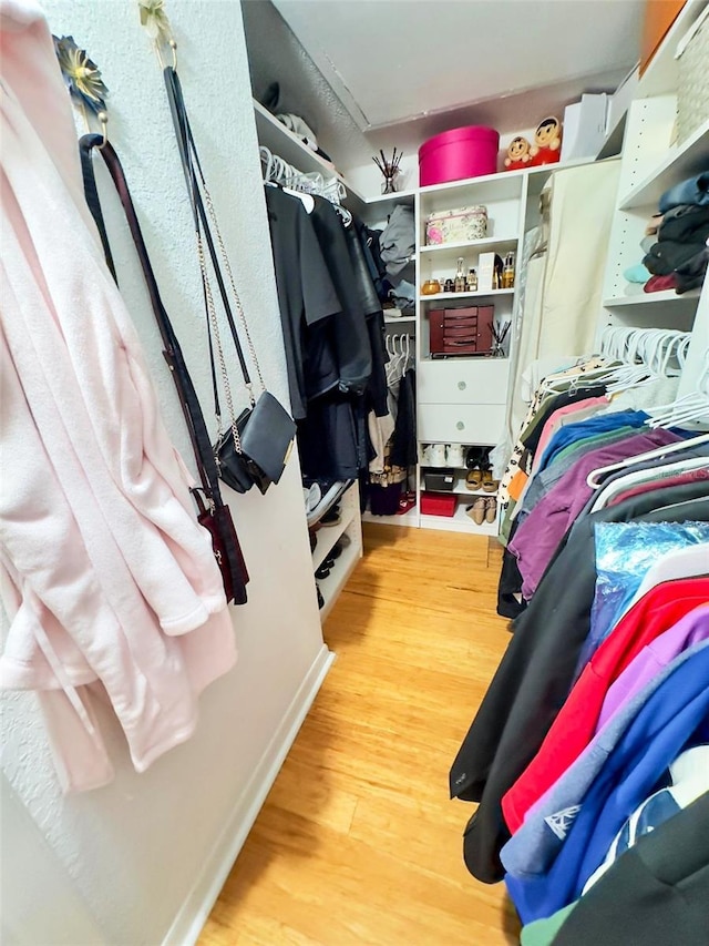 spacious closet featuring wood finished floors