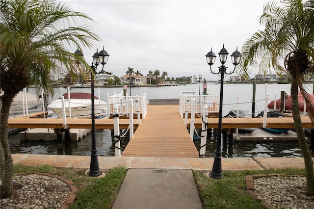 view of dock featuring a water view