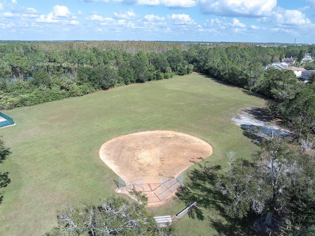 drone / aerial view with a view of trees