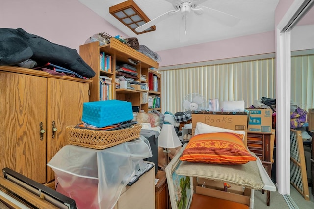 storage with a ceiling fan