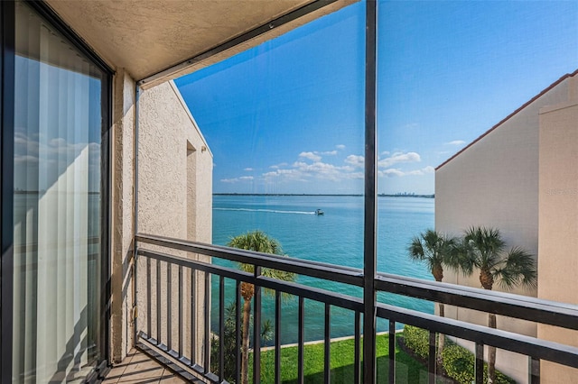 balcony with a water view