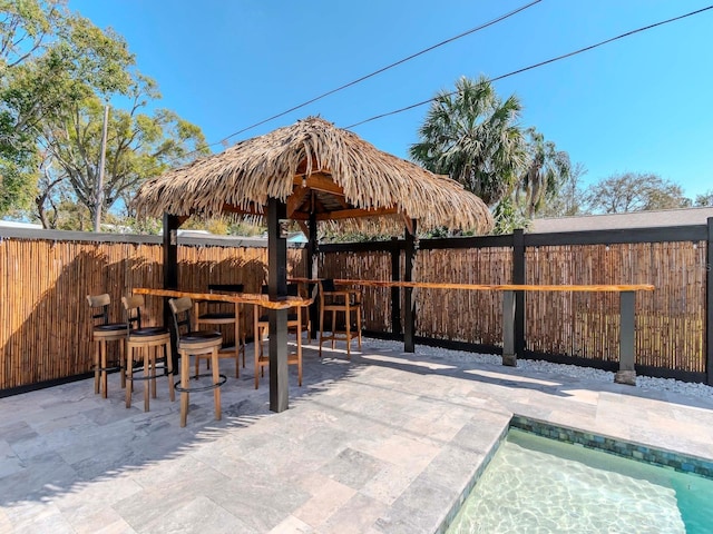 view of patio featuring a fenced backyard