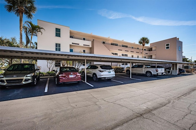 view of covered parking lot