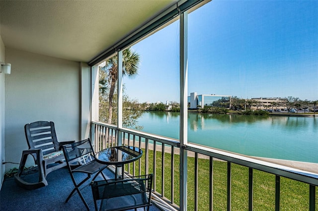 balcony with a water view