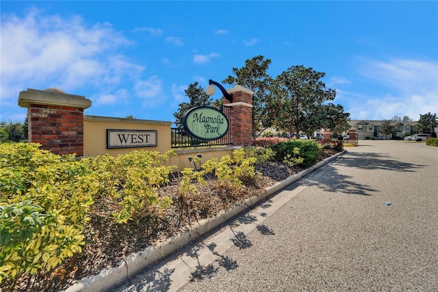 view of community sign