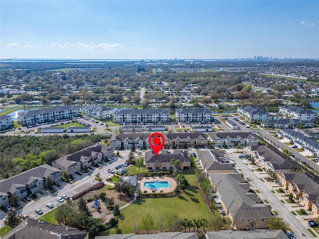 bird's eye view with a residential view