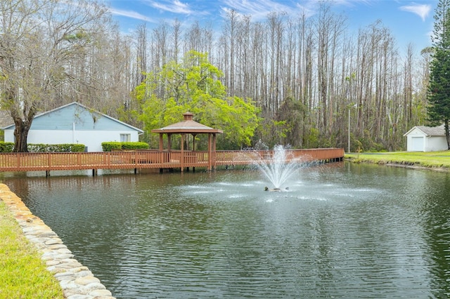 water view with a gazebo