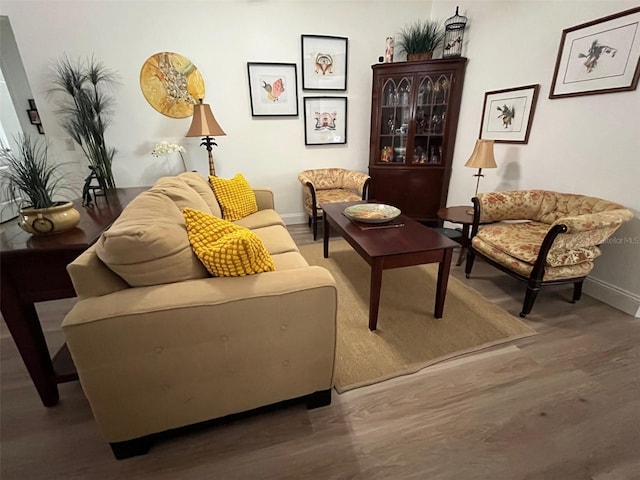 sitting room featuring baseboards and wood finished floors