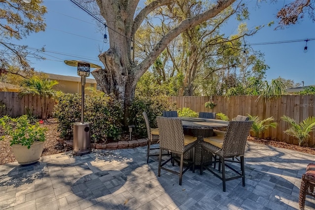 view of patio / terrace with outdoor dining area and a fenced backyard