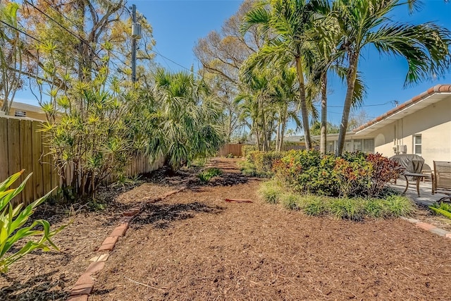 view of yard featuring a fenced backyard and a patio