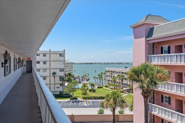 balcony with a water view