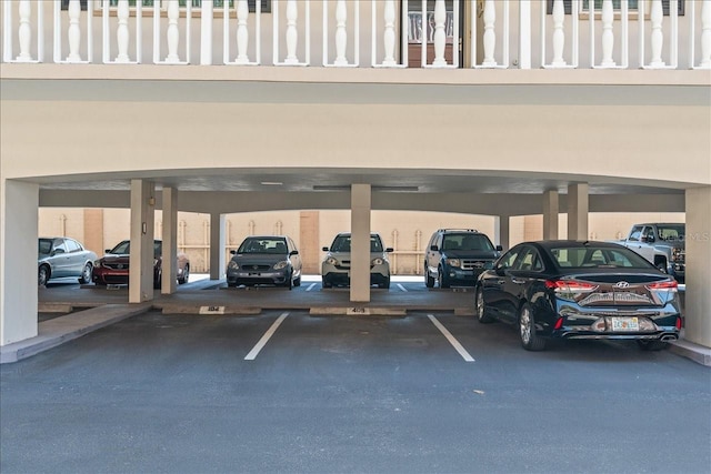 view of covered parking lot