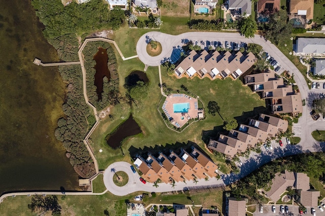 aerial view with a residential view