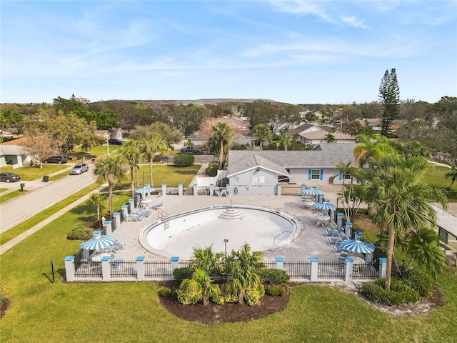 aerial view with a residential view