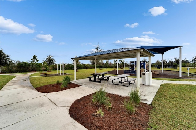 surrounding community featuring a yard and a gazebo