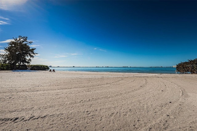 view of water feature with a view of the beach