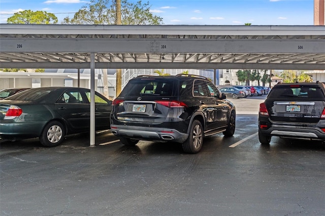 view of covered parking lot