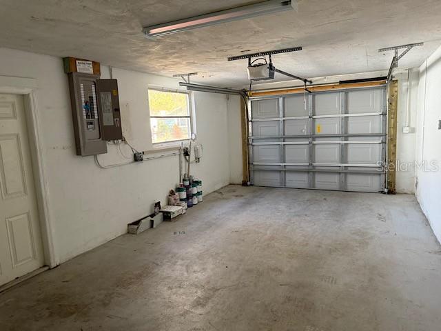 garage with a garage door opener