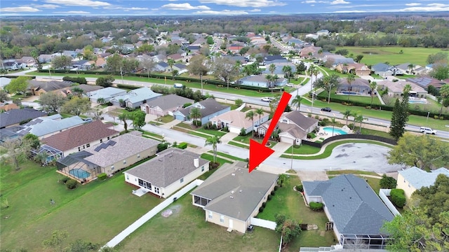 bird's eye view with a residential view