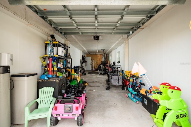 garage with a garage door opener