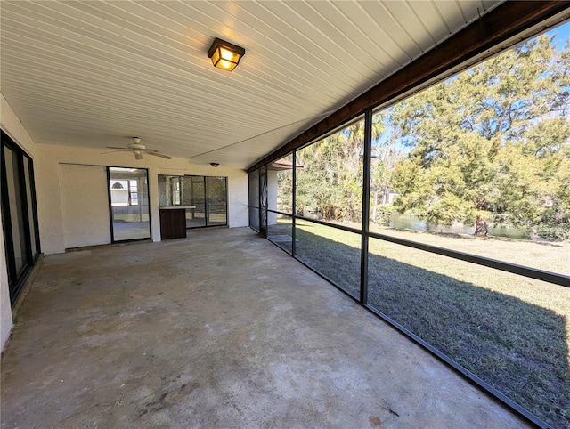 view of unfurnished sunroom