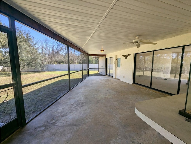 view of unfurnished sunroom