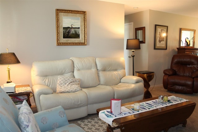 living room with carpet floors