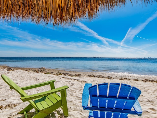 property view of water with a beach view