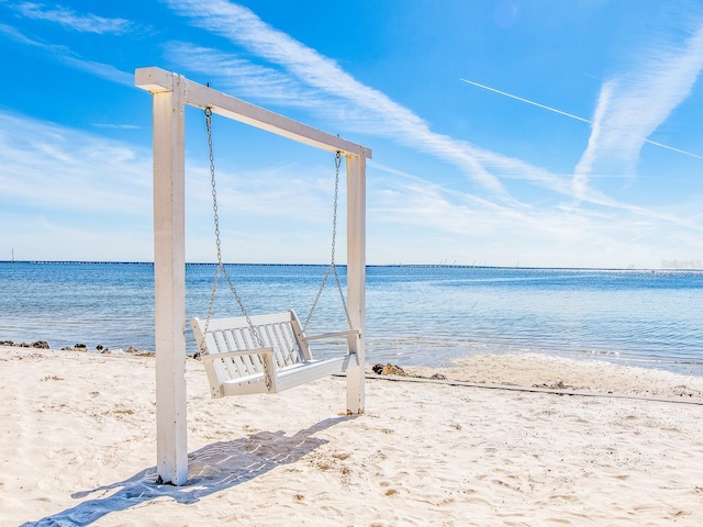 view of water feature featuring a beach view