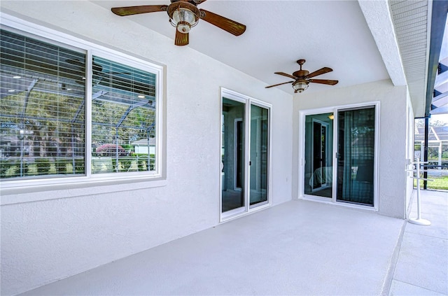 view of patio / terrace featuring a ceiling fan