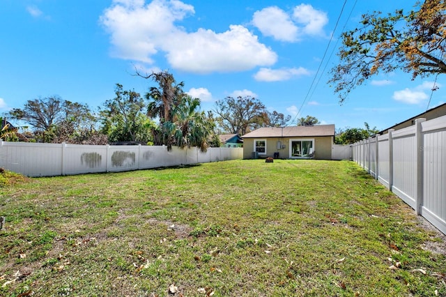 view of yard featuring a fenced backyard