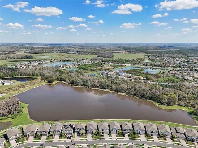 bird's eye view with a water view and a residential view