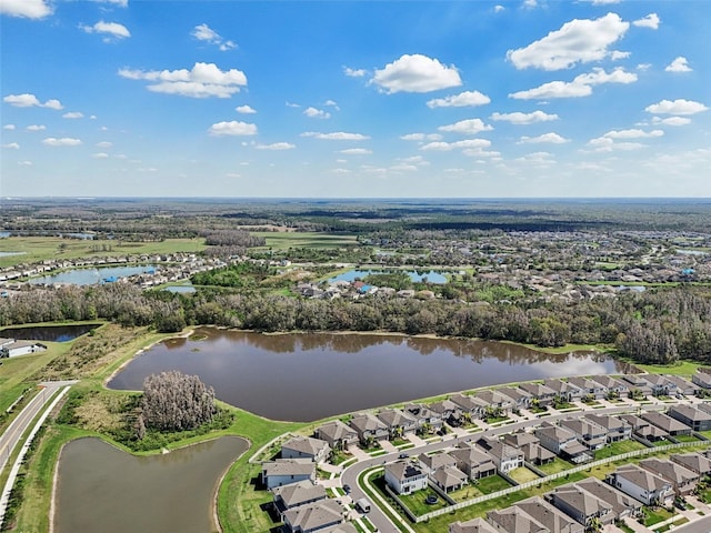 aerial view with a water view and a residential view